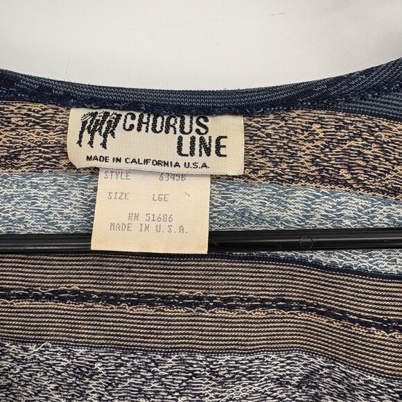 Vintage Chorus Line Striped Boho Hippie Y2K Button Down Vest Size Large - Picture 4 of 7